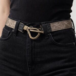 Streets ahead leather toggle closure floral belt large